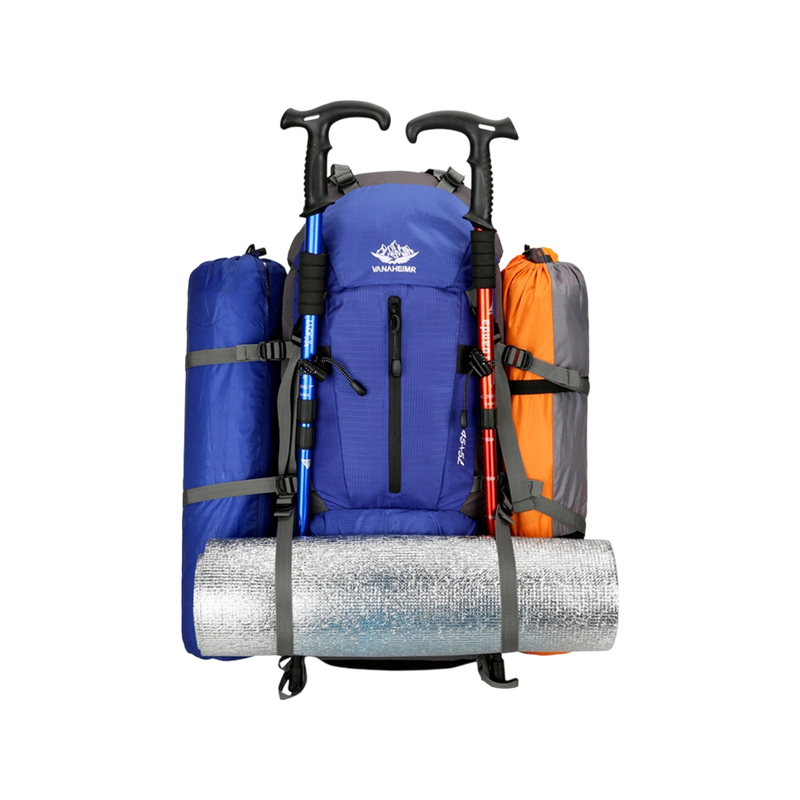 Zaino da alpinismo professionale in nylon di grande capacità, zaino da alpinismo sportivo multifunzionale a doppia spalla